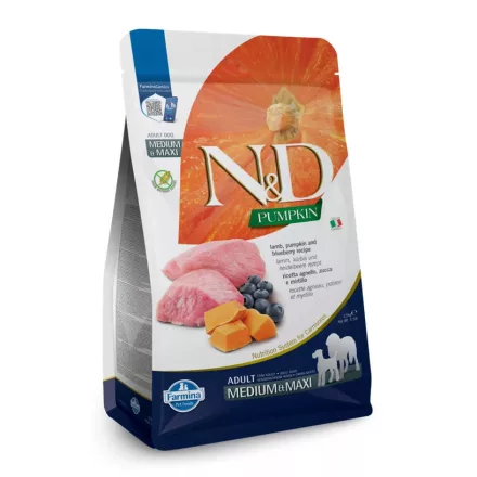N&D Dog Grain Free Pumpkin adult medium & maxi lamb, pumpkin & blueberry (bárány & áfonya sütőtökkel) száraz kutyatáp 2,5kg