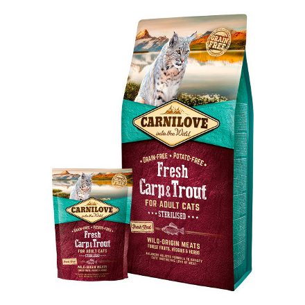 Carnilove Fresh Adult Cat Carp & Trout Sterilised (ponty-pisztráng) 2kg száraztáp