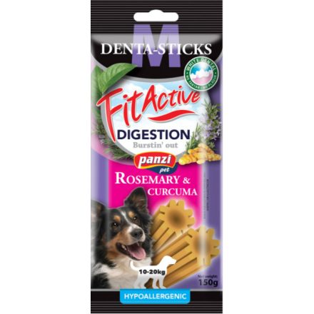 FitActive Hypoallergenic Denta-Sticks Digestion Rosemary & Curcuma - Emésztést támogató és fogtisztító rágórudak "M" 150g