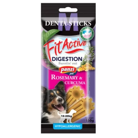 FitActive Hypoallergenic Denta-Sticks Digestion Rosemary & Curcuma - Emésztést támogató és fogtisztító rágórudak "M" 150g