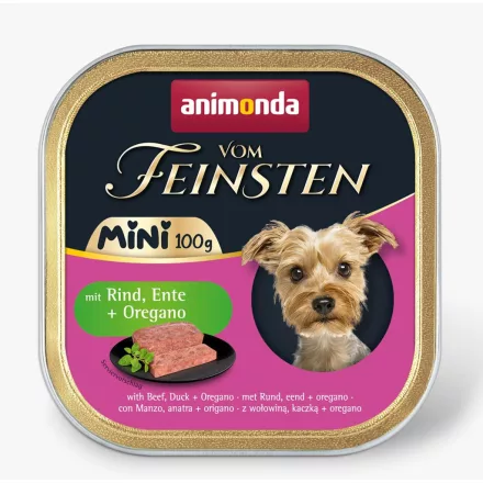 Animonda Vom Feinsten Adult Mini Rind, Ente,Oregano (marha,kacsa,oregánó) alutálkás eledel felnőtt kistestű kutyának 100g (82361)
