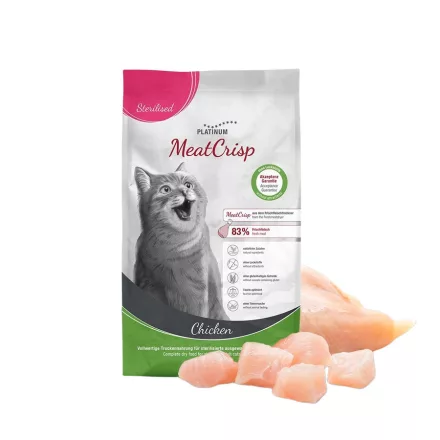 PLATINUM MeatCrisp Sterilised Chicken-macskatáp ivartalanított cicának friss csirkehúsból 1,5kg