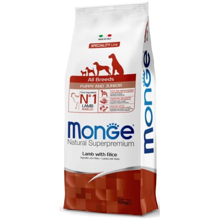 Monge Dog Puppy&Junior All Breeds bárány-rizs száraztáp kutyának 15kg