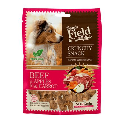 Sam's Field Crunchy Snack Ropogós marha, alma, sárgarépa - jutalomfalat kutyák részére 200g