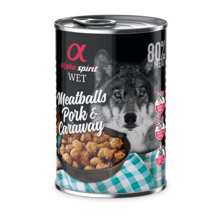 Alpha Spirit Meatballs - Sertés & Kömény konzerv kutyáknak 400g