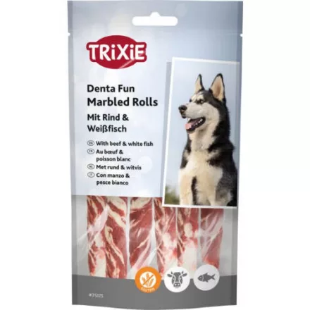 Trixie 31225 Denta Fun- Márványos marhahús rágótekercsek - jutalomfalat kutyák részére 6db/70g