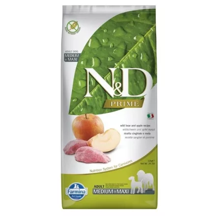N&D Dog Prime Adult medium & maxi wild boar & apple (vaddisznó-alma) száraz kutyatáp 12kg