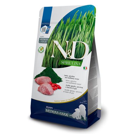 N&D Dog Spirulina Puppy Medium/Maxi bárány, spirulina és goji-bogyó száraztáp kölyök kutyának 2kg