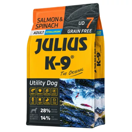 Julius K-9 Grain Free Adult Utility Dog - Salmon & Spinach 10kg