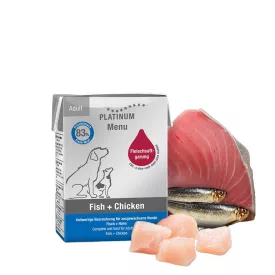   PLATINUM MENU Fish + Chicken-nedves kutyatáp felnőtt kutyának hal és csirke 185g