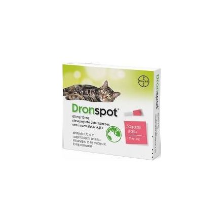 Dronspot 60 mg/15 mg rácsepegtető oldat közepes testű macskáknak 2x0,7ml