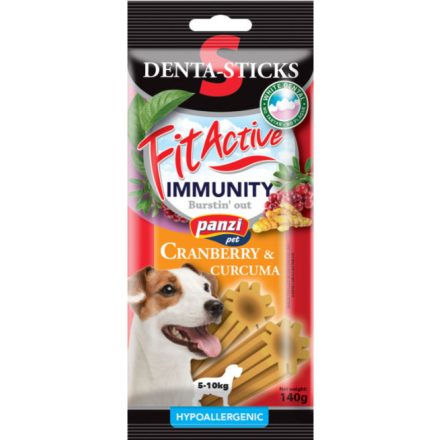 FitActive Hypoallergenic Denta-Sticks Immunity Cranberry & Curcuma - Immunerősítő és fogtisztító rágórudak "L" 170g