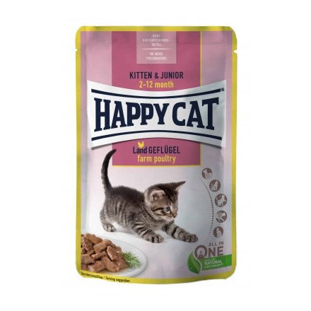 Happy Cat Kitten & Junior pouch baromfi 24x85g