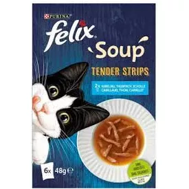   FELIX Soup Tender strips - nedves eledel - halas válogatás - szósz macskák részére 6x48g