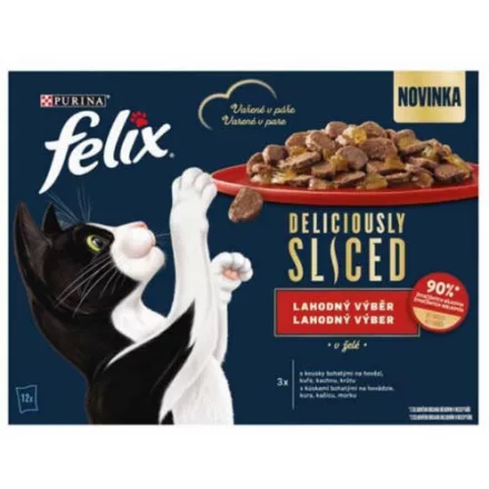Felix DELICIOUSLY SLICED - Nedves eledel marha,csirke,kacsa,pulyka macskák részére 12x80g