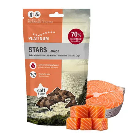 PLATINUM Stars Snack Salmon / Hipoallergén jutalomfalat allergiás kutyának lazacból 185g