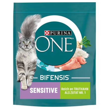 Purina ONE Sensitive Bifensis száraztáp érzékeny emésztésű felnőtt macskák részére pulykával és rizzsel 800g
