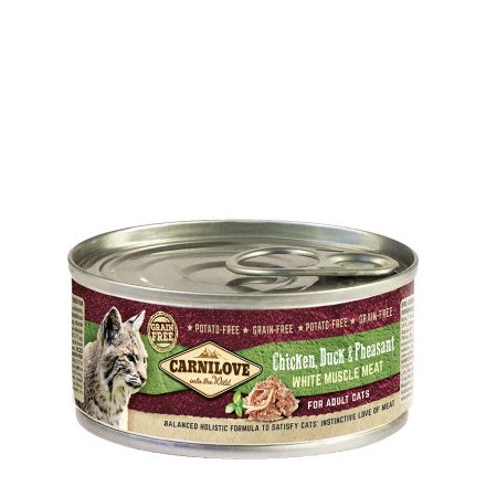 Carnilove Cat konzerv Adult csirke, kacsa & fácán 12x100 g konzerv ( Duck & Pheasant )