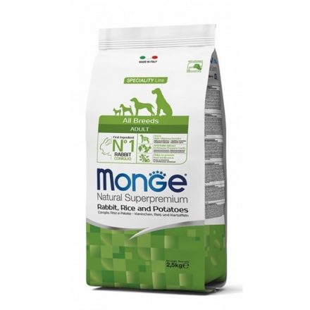 Monge Dog Adult Monoprotein All Breeds nyúl-rizs-burgonya száraztáp kutyának 12kg