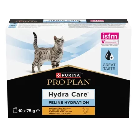 ProPlan Feline HC HydraCare csirkével ízesített megfelelő hidratáltságot elősegítő kiegészítő macskaeledel 10x75g
