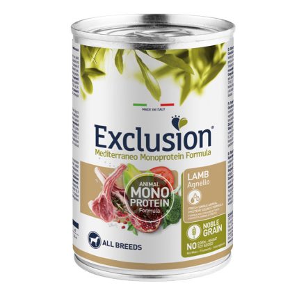 Exclusion Mediterraneo Mono Adult Lamb konzerv kutyának 400g