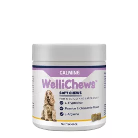   NutriScience WelliChews dog CALMING Stresszoldást támogató funkcionális jutalomfalat közepes és nagytestű kutyának 60db