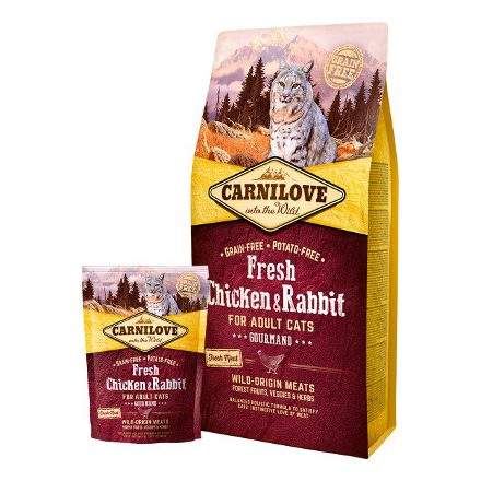 Carnilove Fresh Adult Cat Chicken & Rabbit Gourmand (csirke-nyúl) 6kg száraztáp