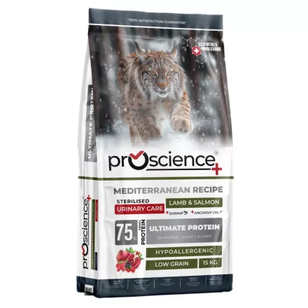 ProScience Sterilised Cat Lamb & Salmon hipoallergén bárány-lazac száraztáp ivartalanított felnőtt macskának 15kg