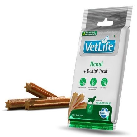 Vet Life Dog Renal+Dental Treat veseműködés támogató és fogtisztító jutalomfalat kutyának Medium&Maxi 100g