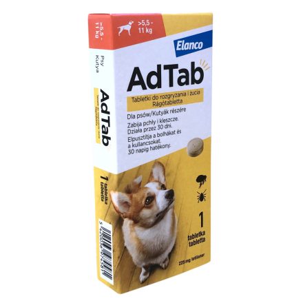 AdTab™ rágótabletta élősködők ellen kutyák részére 225mg (5,5-11kg)