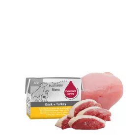   PLATINUM MENU Duck + Turkey-nedves kutyatáp felnőtt kutyának kacsa és pulyka 90g