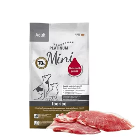   PLATINUM Adult Iberico+Greens Mini kutyatáp felnőtt kistestű kutyának ibériai sertéshúsból 900g 