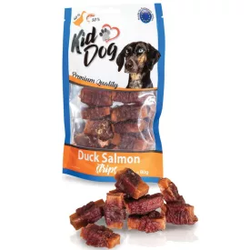   KidDog Duck Salmon strips -kacsa- lazac jutalomfalat kutyák részére 80g