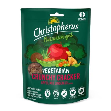 Christopherus Vegetarian - Crunchy Snack alma és lencse jutalomfalat kutyának 125g