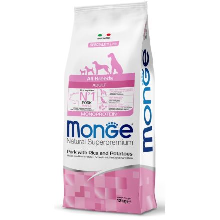 Monge Dog Adult MONOPROTEIN All Breeds sertés-rizs-burgonya száraztáp kutyának 15kg