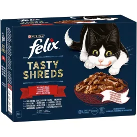   FELIX Tasty Shreds házias válogatás szószban nedves eledel felnőtt macskáknak 12x85g