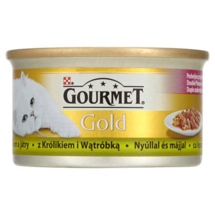 Gourmet Gold Duó nyúl, máj falatok szószban - nedvestáp macskák részére 85g