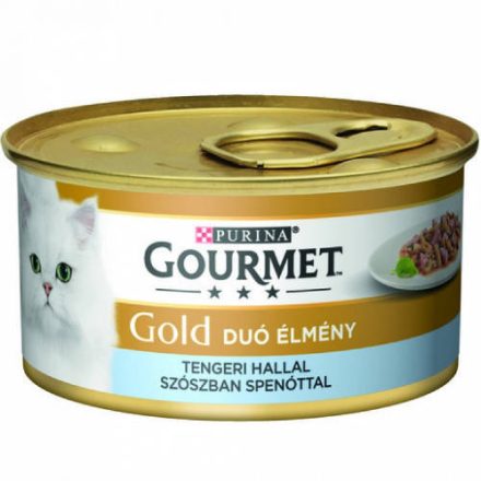 Gourmet Gold Duó tengeri hal, spenót falatok szószban - nedvestáp macskák részére 85g