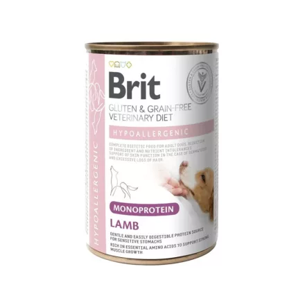 Brit GF Veterinary Diets Dog Can Hypoallergenic Mono Lamb konzerv kutyáknak 400g