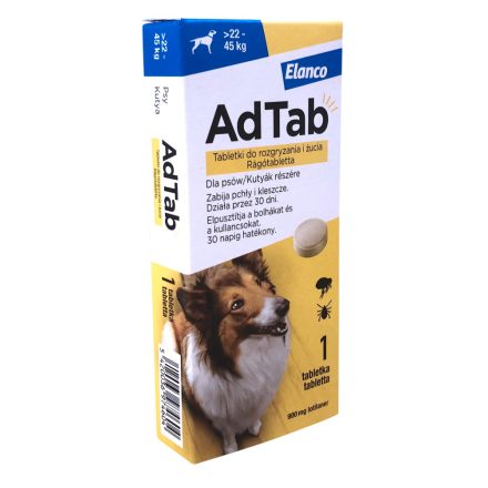 AdTab™ rágótabletta élősködők ellen kutyák részére 900mg (22-45kg)