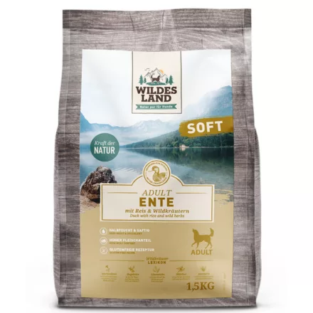 Wildes Land Soft félnedves táp kacsával és rizzsel kutyáknak 1,5kg