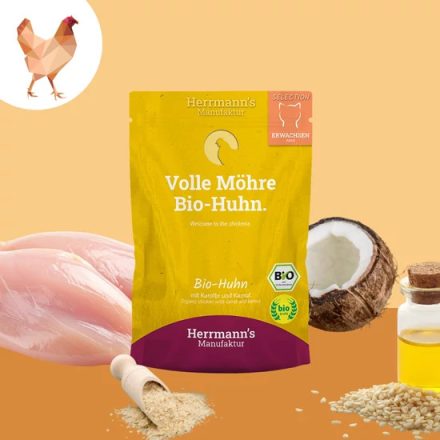 Herrmanns Bio csirkehús menü macskáknak 96% hústartalommal 100g