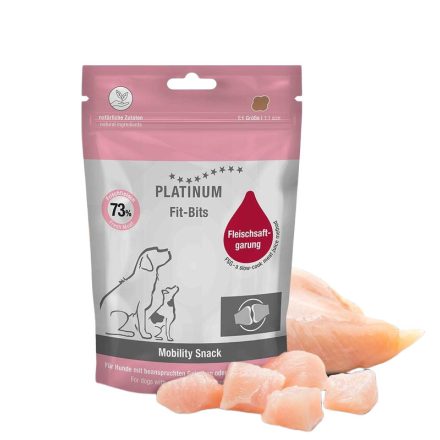 PLATINUM Fit-Bits Mobility-Funkcionális jutalomfalat csirkehúsból ízületi problémákra kutyának 150g lejárat közeli