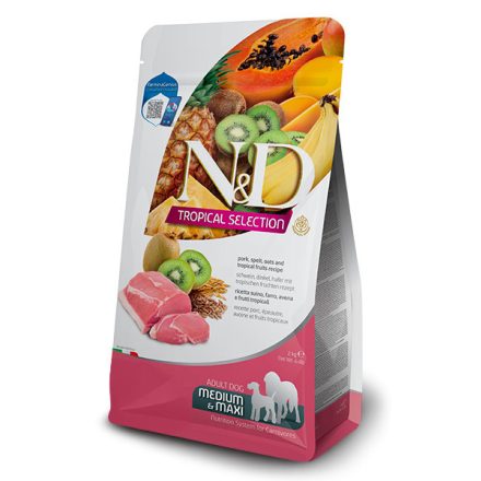 N&D Dog Tropical Selection Adult Medium/Maxi sertés, tönkölybúza, zab, trópusi gyümölcsök száraztáp kutyának 2kg