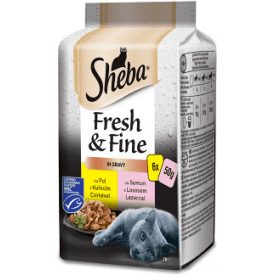   Sheba Adult Alutasakos - Csirkés-lazacos vegyes válogatás szószban (6x50g)