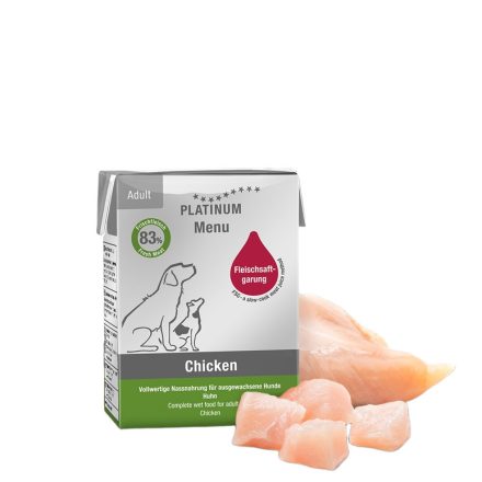 PLATINUM MENU Chicken-nedves kutyatáp felnőtt kutyának csirkehúsból 185g