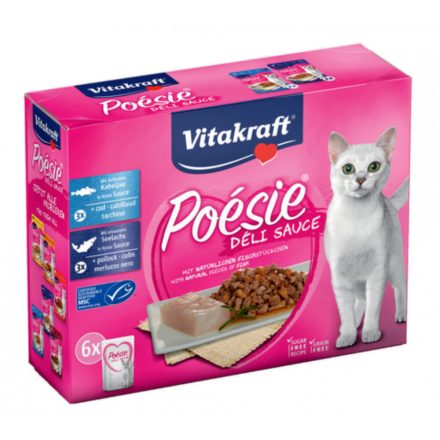 Vitakraft Poésie Déli Sauce - nedvestáp (tőkehal, fekete tőkehal) macskák részére (6X85g)