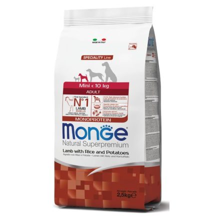 Monge Dog Mini Adult Monoprotein bárány-rizs-burgonya száraztáp kutyának 2,5kg