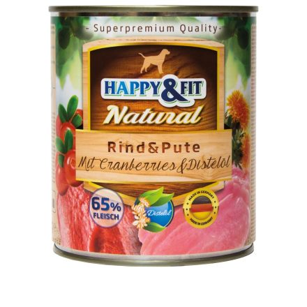 Happy&Fit Natural Rind&Pute mit Cranberries&Distelöl 6x400g