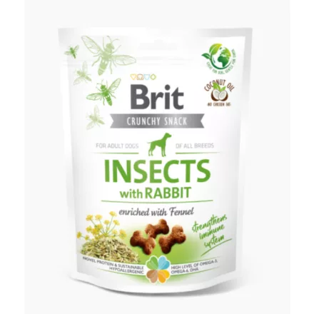 Brit Care Crunchy Cracker Insects with Rabbit jutalomfalat kutyák részére 200g lejárat közeli